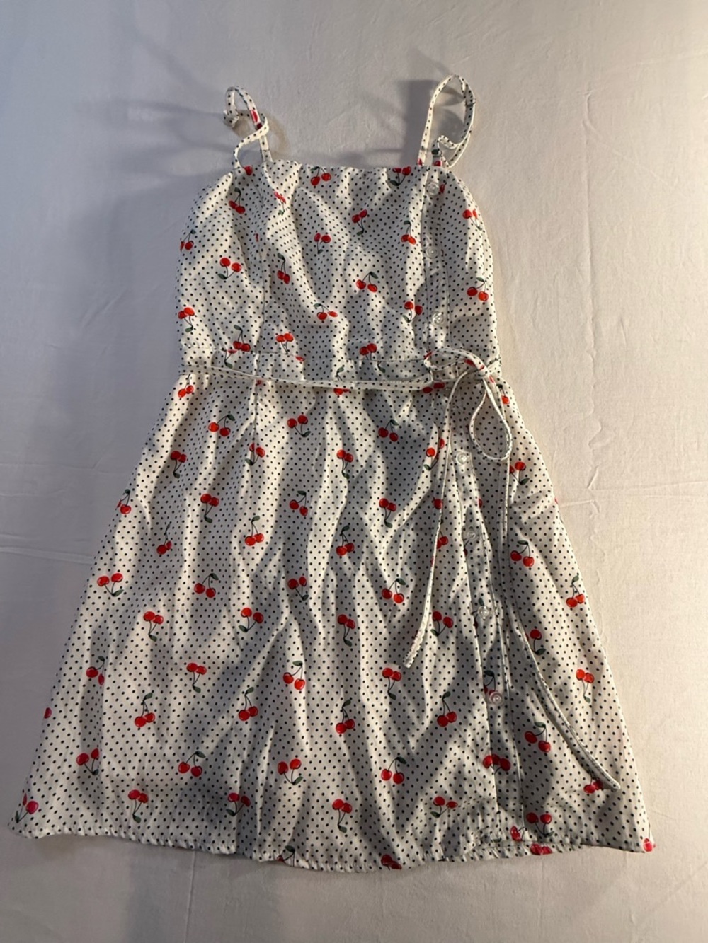 emory park White Polka Dot Sundress with Red Cherry Print